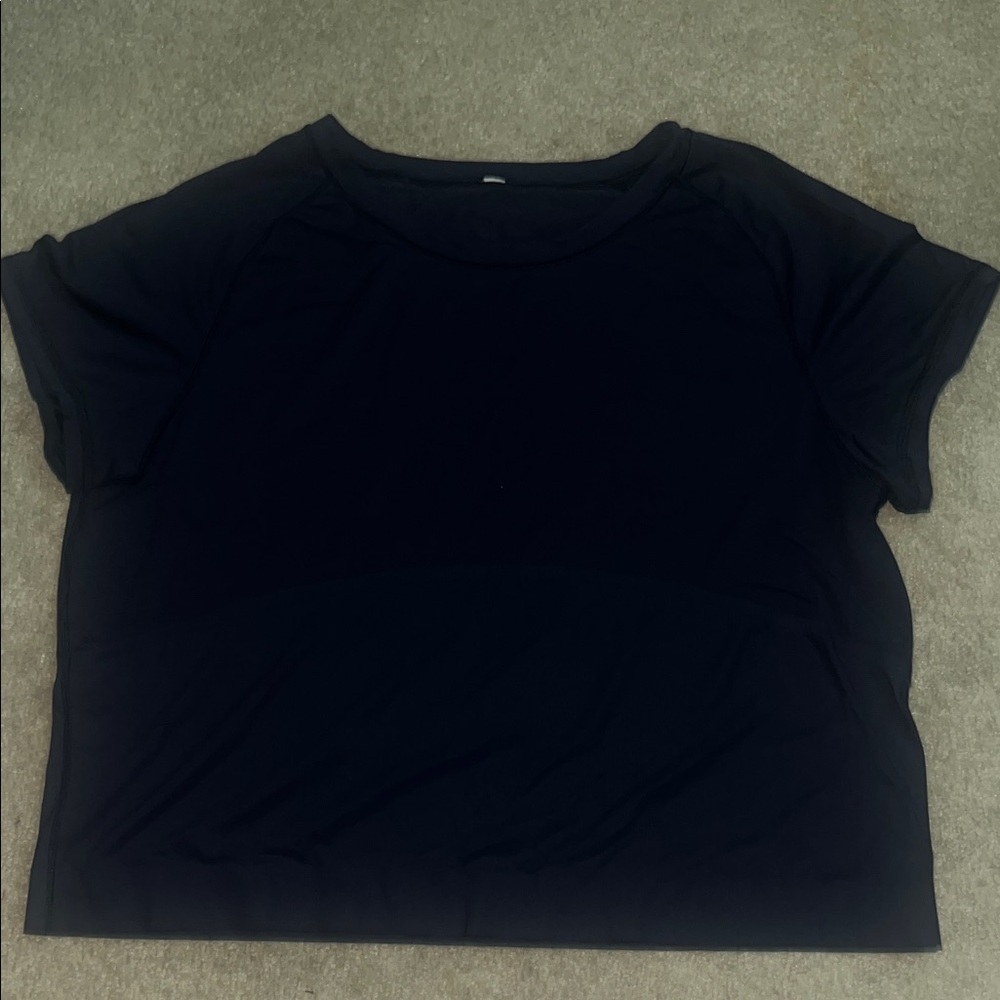 Lululemon Final Lap Short Sleeve Navy Crop Top - Picture 3 of 4